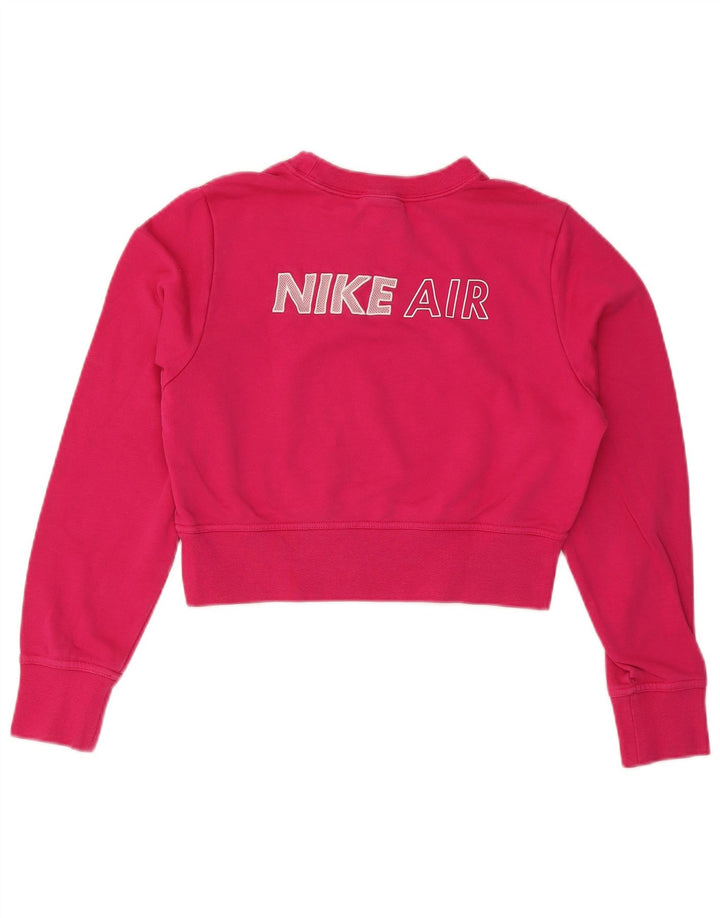 Nike Damen Crop Graphic Sweatshirt Pullover UK 14 Mittelrosa Baumwolle