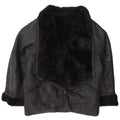 Vintage Damen Shearling Jacke IT 46 Großes schwarzes Shearling