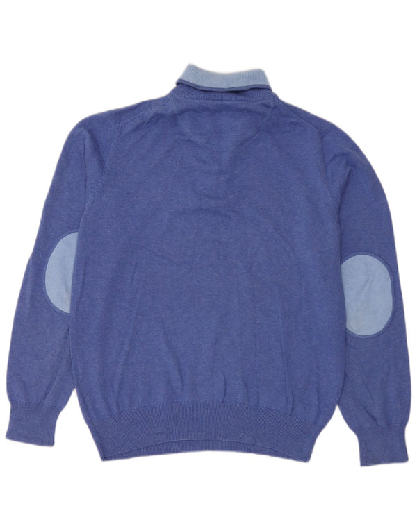 Gant Herren-Pullover mit Reißverschluss am Hals, mittelblaue Baumwolle