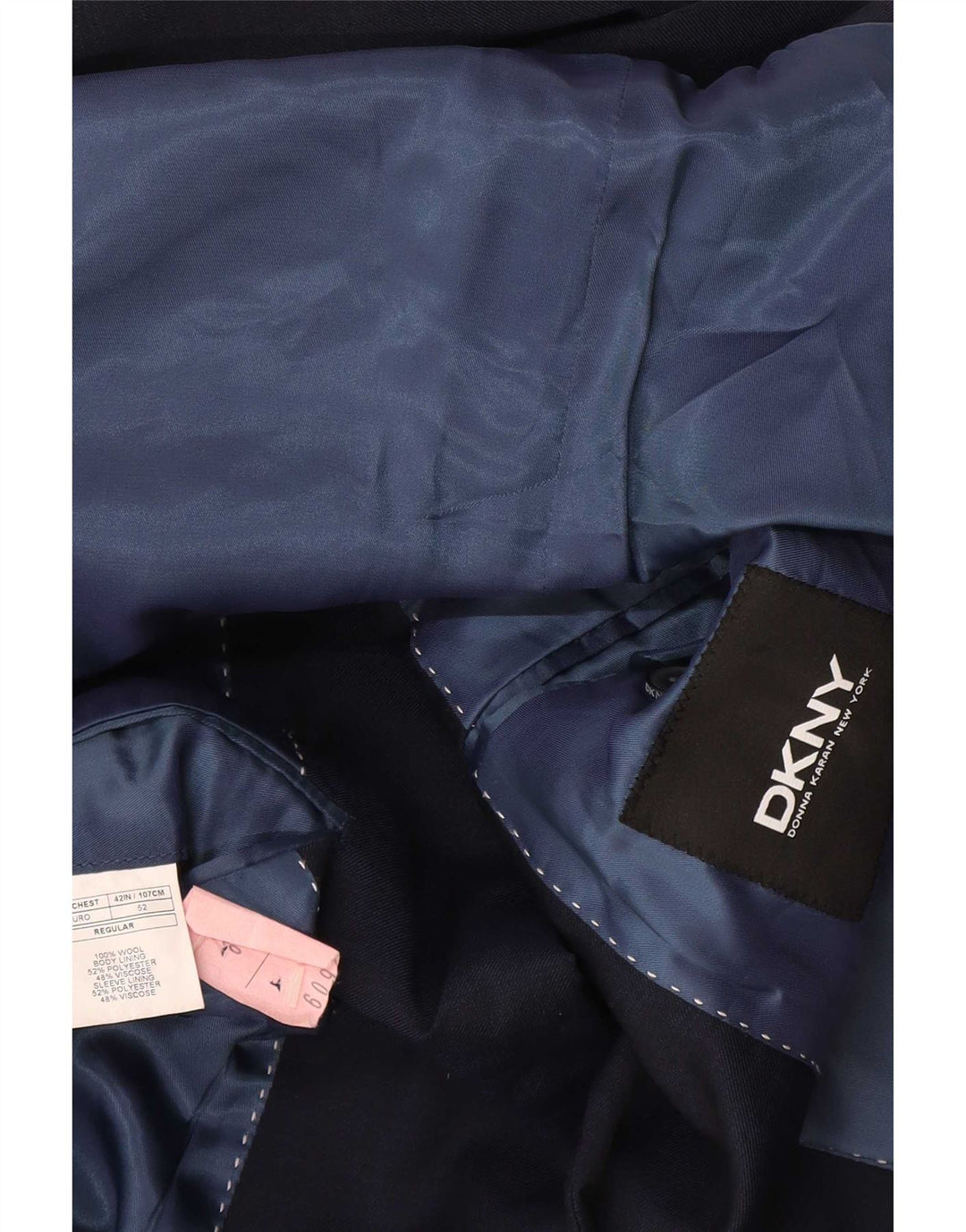 Dkny Herren 2-Knopf-Blazerjacke IT 52 XL Marineblaue Wolle