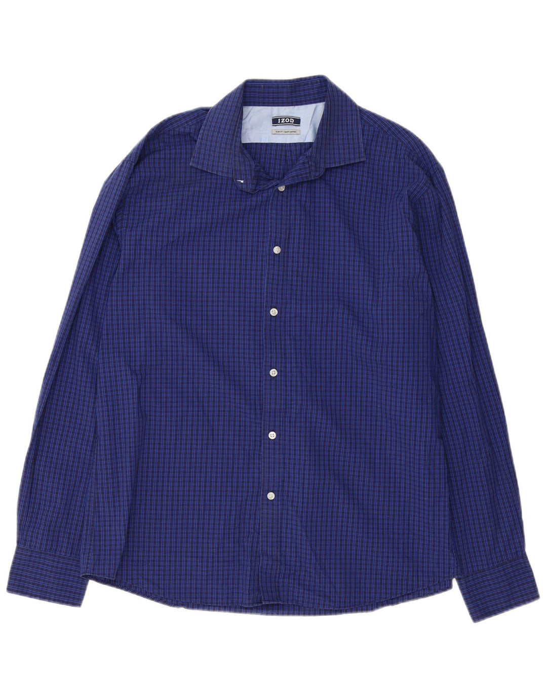 IZOD Slim-Fit-Hemd für Herren, Größe 16 1/2, groß, blau kariert, Baumwolle