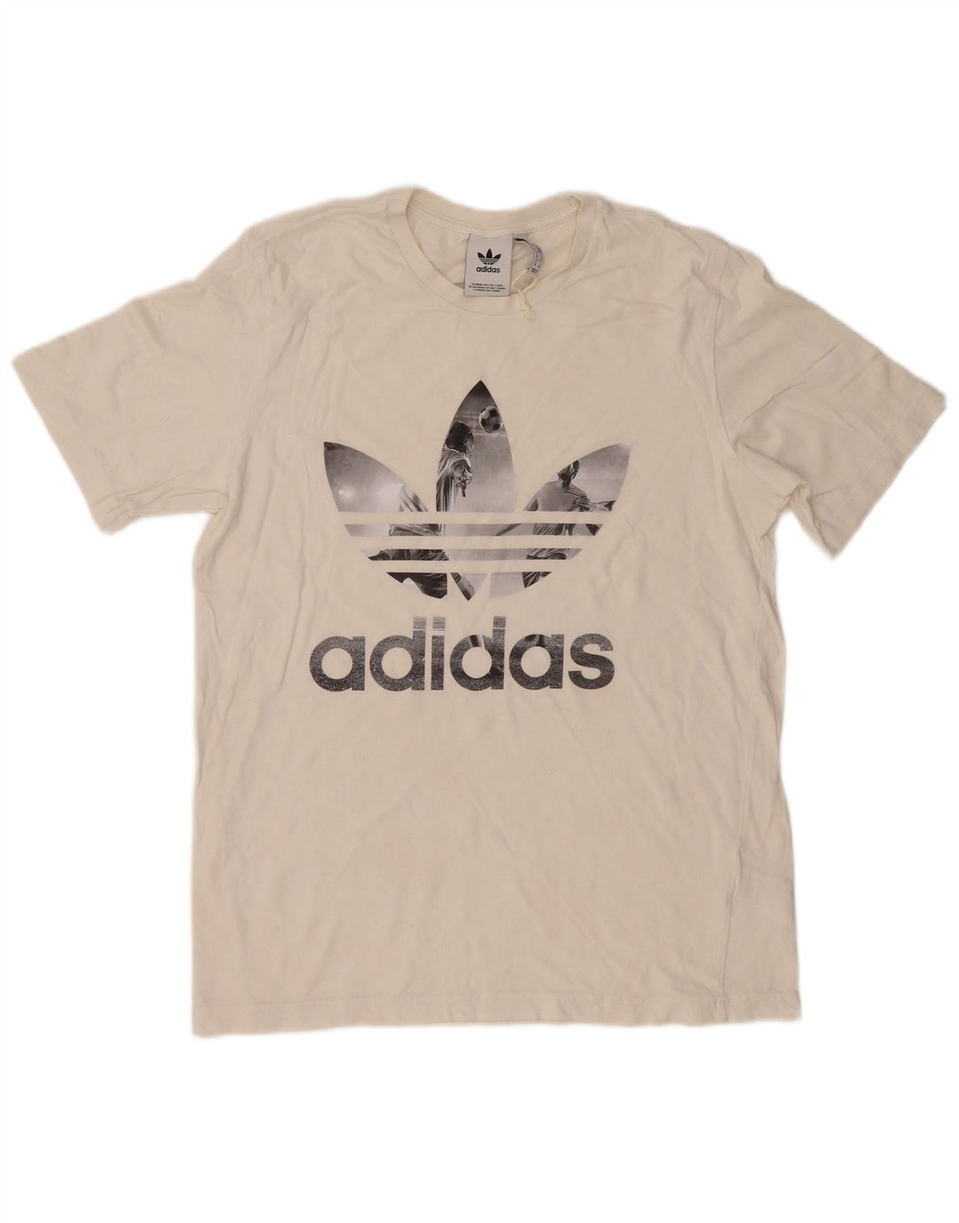 Adidas Herren Grafik-T-Shirt-Oberteil aus mittelweißer Baumwolle
