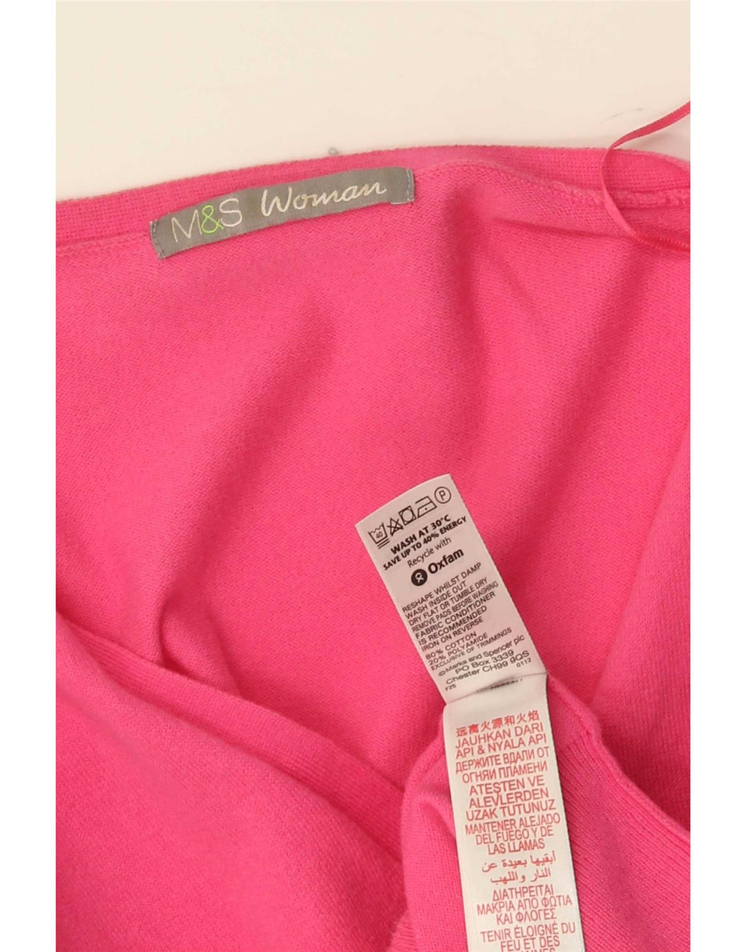 Marks & Spencer Damen-Strickjacke, Gr. 10, Größe S, Rosa, Baumwolle
