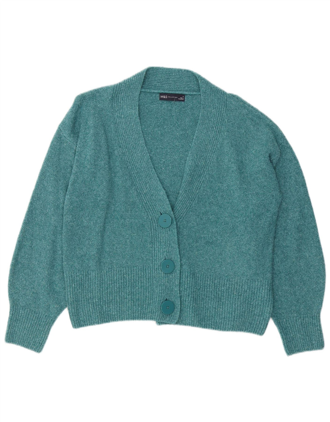 Marks & Spencer Damen-Cardigan-Pullover UK 14 Mitteltürkis aus Baumwolle