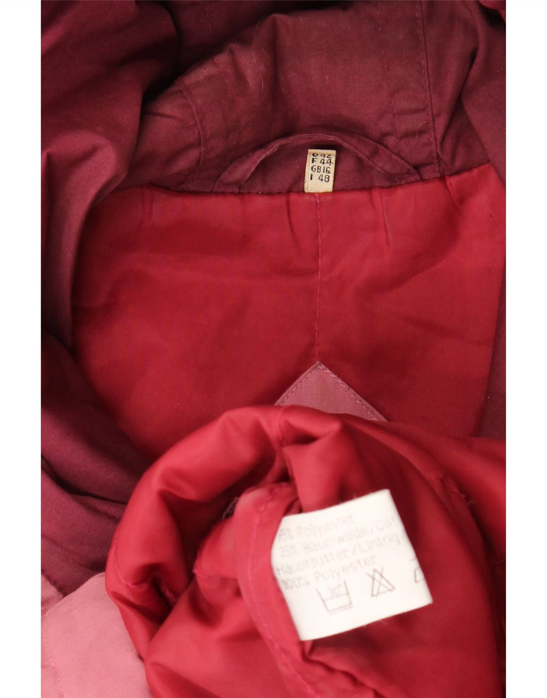 Vintage Damen-Kapuzenübergroßer, gepolsterter Mantel UK 16 Large Pink Polyester