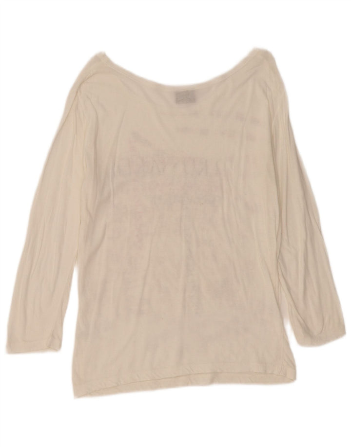 Trussardi Jeans Damen Übergroßes Grafikoberteil Langarm UK 10 Small Weiß