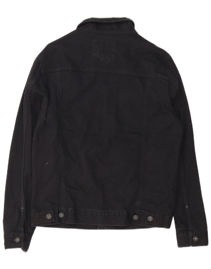 Zara Herren Jeansjacke UK 40 Große schwarze Baumwolle