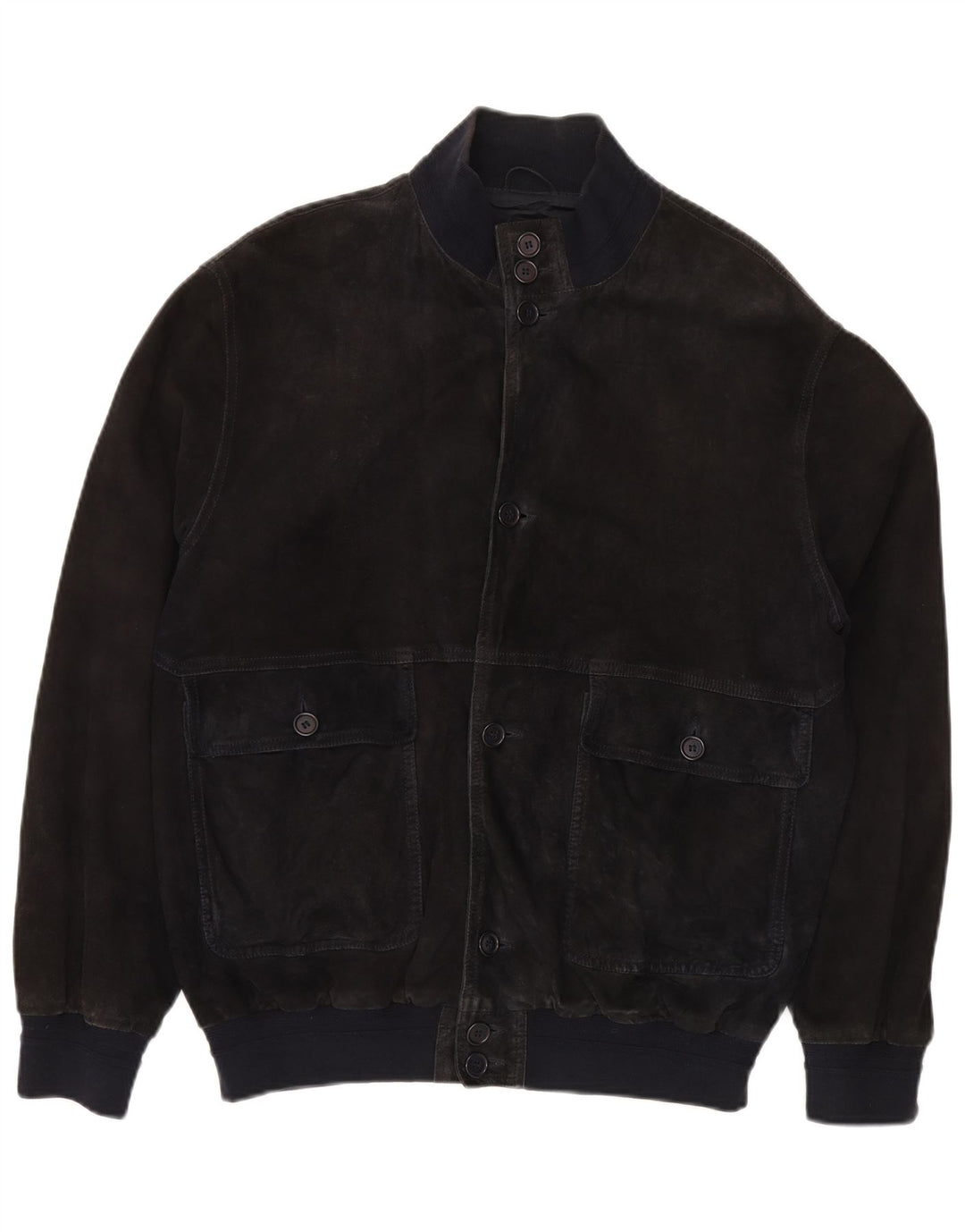 VINTAGE Herren Wildleder Bomberjacke IT 52 XL Marineblaues Leder