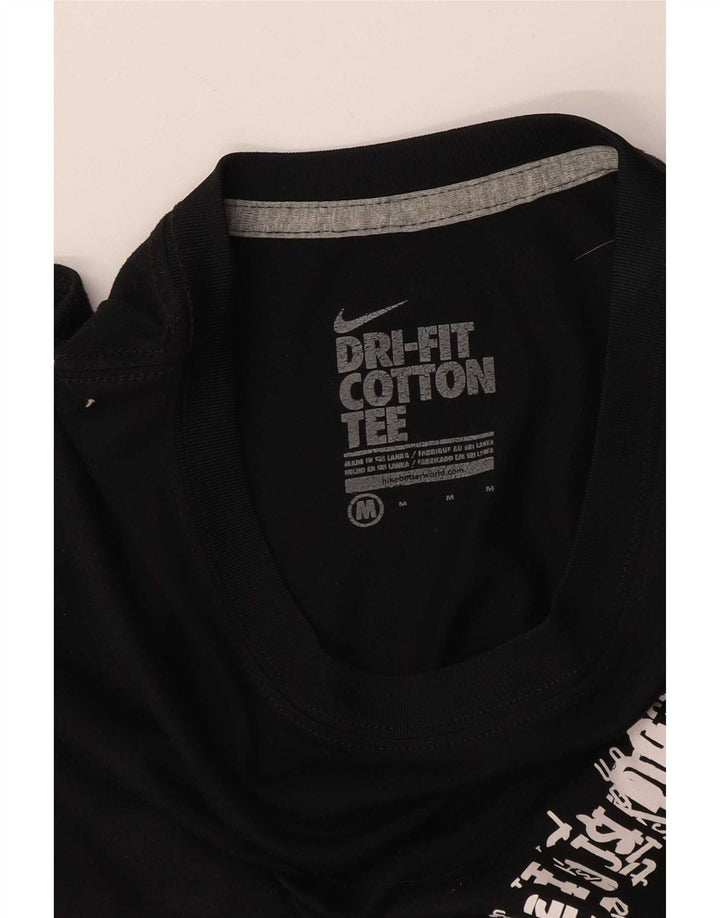 Nike Damen Dri Fit Graphic T-Shirt Top UK 14 Medium Schwarz