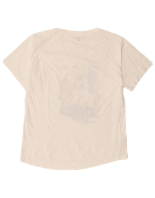 Massimo Dutti Damen Übergroßes grafisches T-Shirt-Oberteil UK 6 XS Weiße Baumwolle