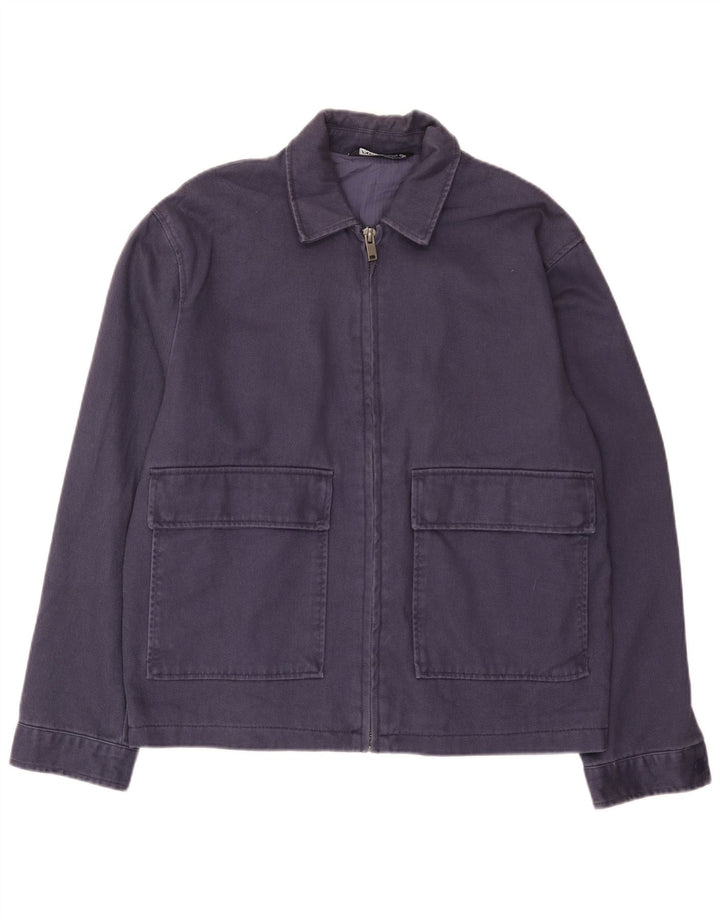 Zara Herren Bomberjacke UK 38 Mittelmarineblaue Baumwolle