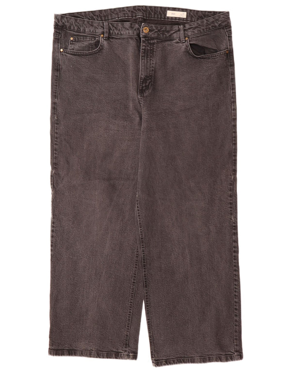 Marks & Spencer Damen Jeans mit hoher Taille und weitem Bein, UK 22 3XL W44 L29 Grau