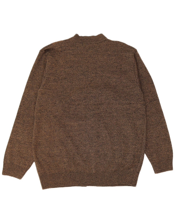 Vintage Herren Cardigan Pullover 3XL Khaki meliert Polyacryl