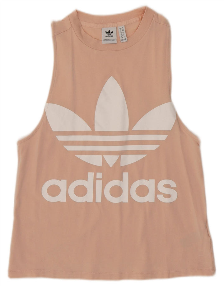 ADIDAS Damen Graphic Vest Top UK 8 Small Rosa Baumwolle