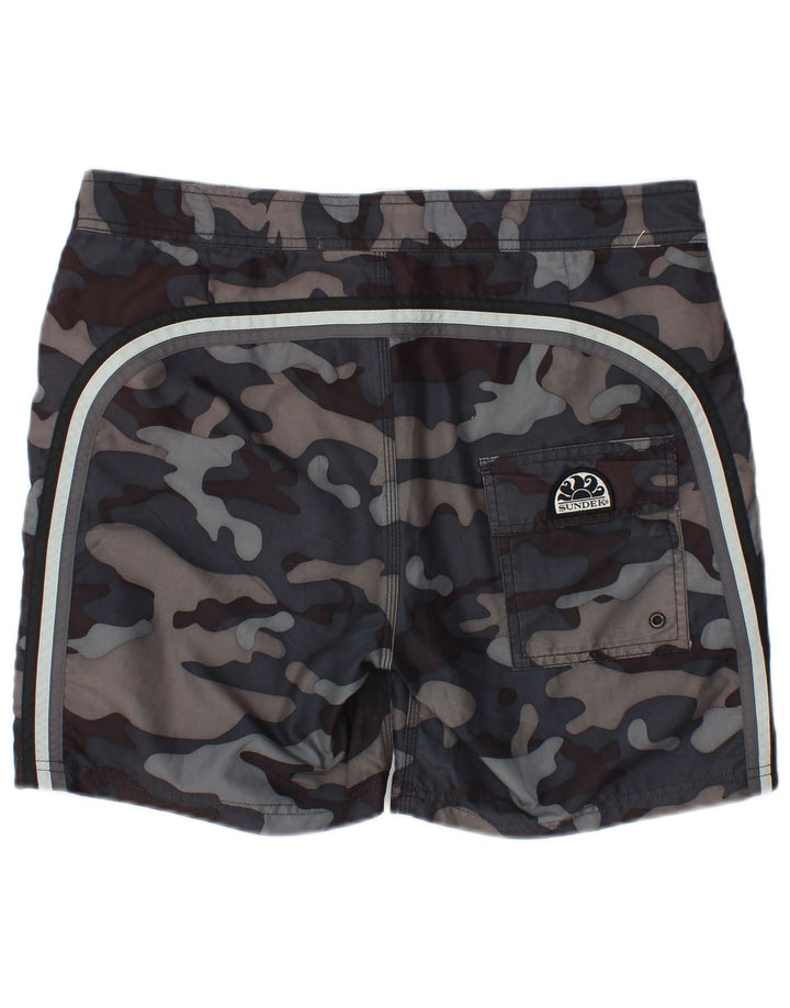 Sundek Herren-Badeshorts aus mittelgrauem Camouflage-Polyester