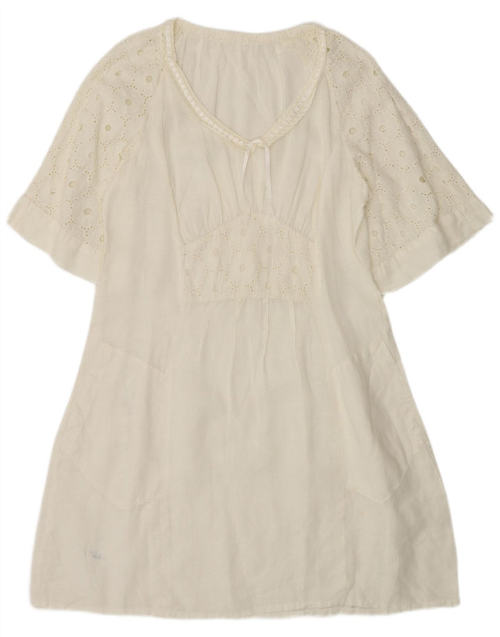 Vintage Damen A-Linie Kleid UK 14 Medium Beige