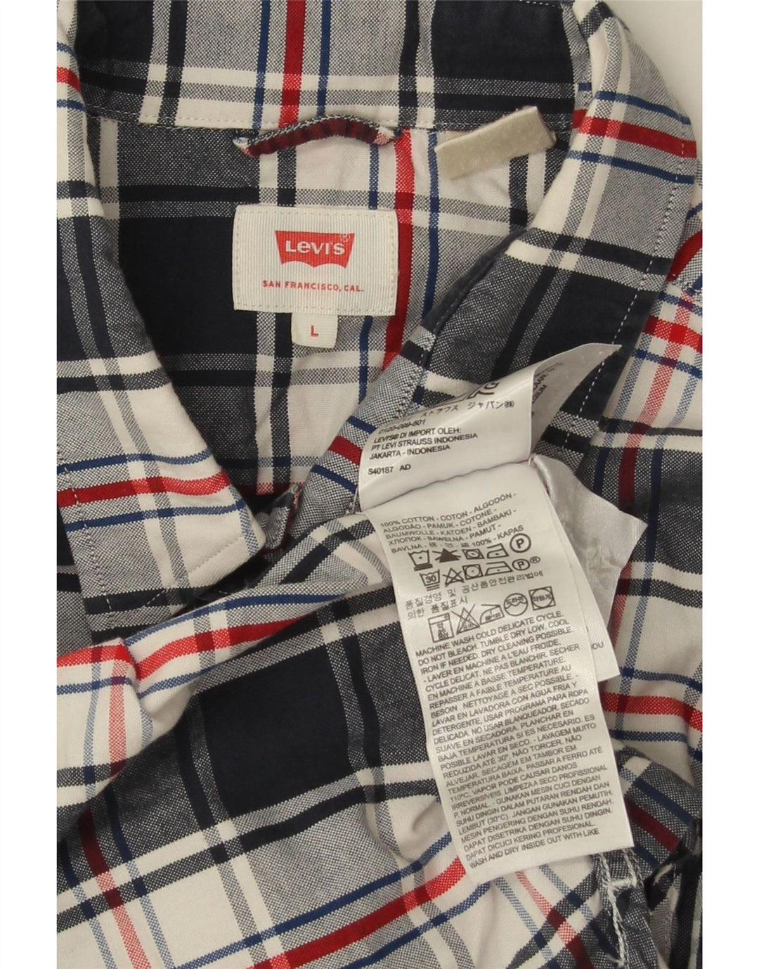 Levi's Herren-Hemd, groß, marineblau, kariert, Baumwolle