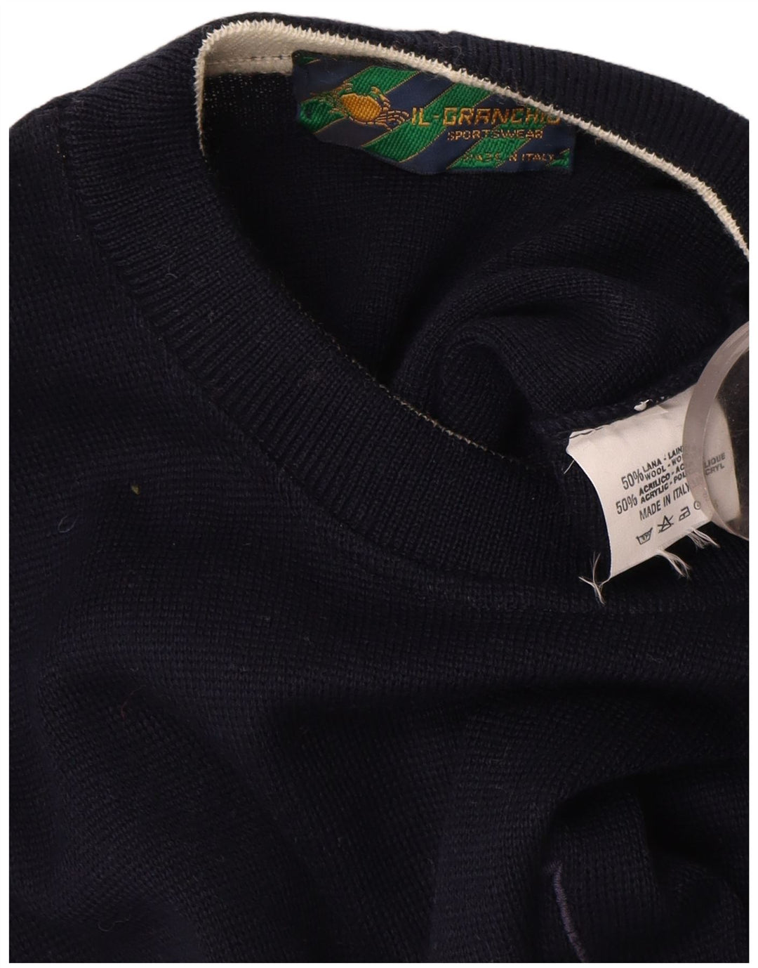 Il Granchio Herren-Pullover mit Rundhalsausschnitt, groß, Marineblau, Farbblock