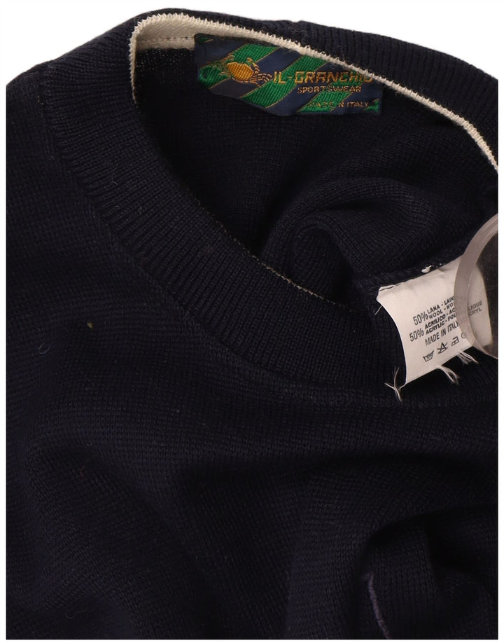 Il Granchio Herren-Pullover mit Rundhalsausschnitt, groß, Marineblau, Farbblock