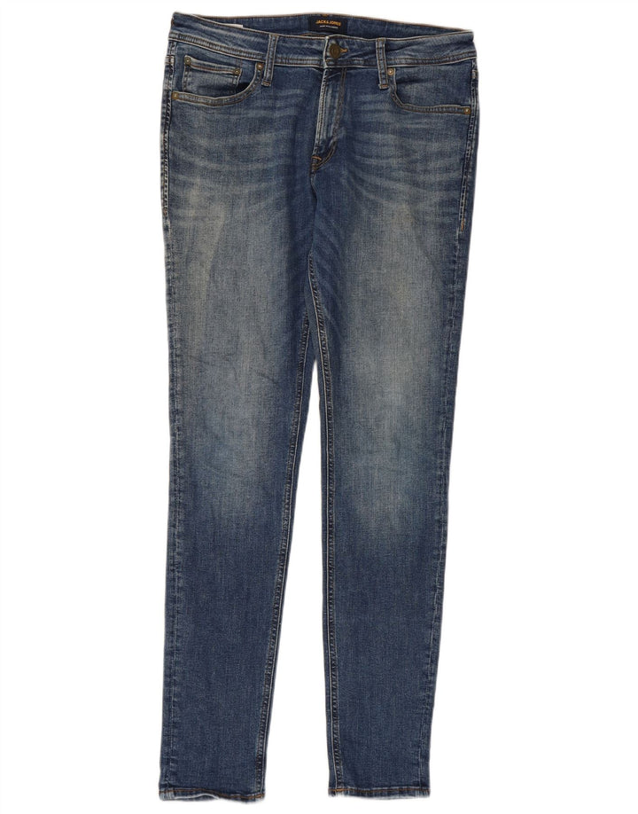 JACK & JONES Herren Slim Jeans W32 L32 Blaues Polyester