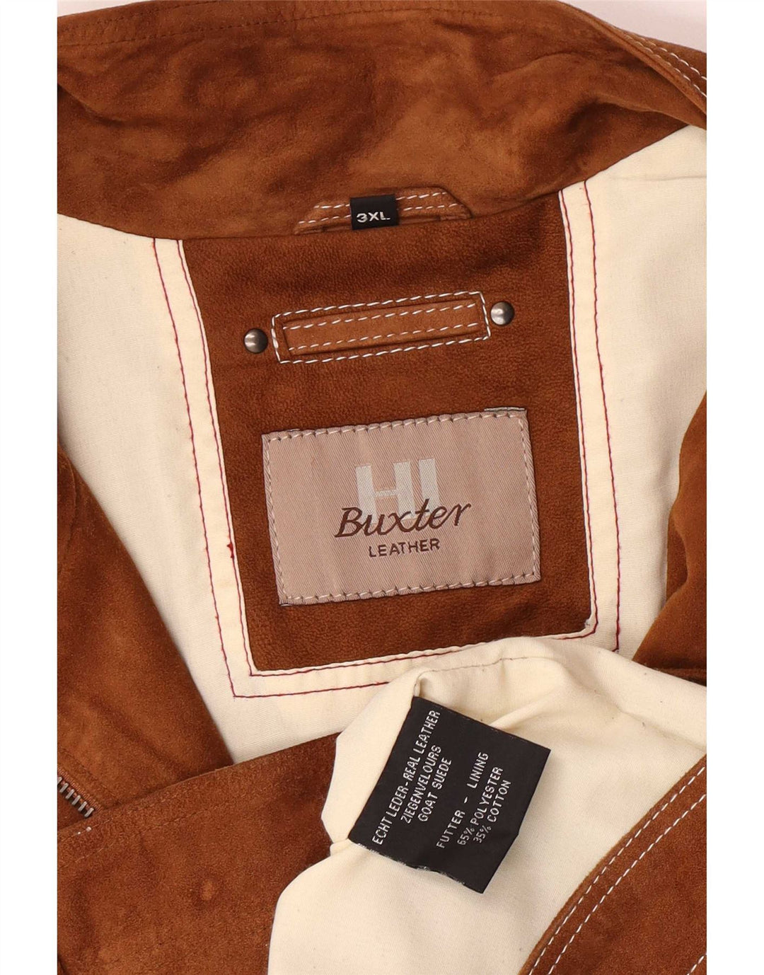 HI-Buxter Herren Wildlederjacke UK 46 3XL Braunes Leder Biker