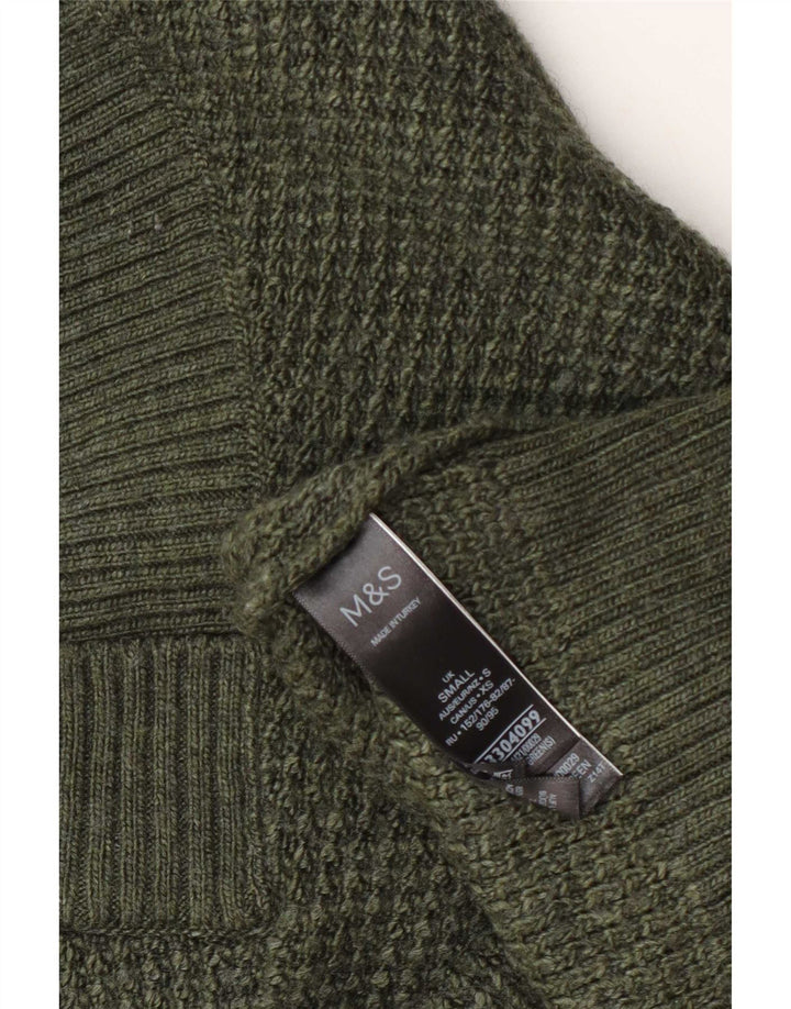 Marks & Spencer Herren-Pullover mit V-Ausschnitt, klein, grünes Acryl