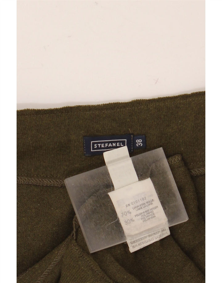 Stefanel Damen-Strickrock in A-Linie, EU 38, Mittel W28, Khaki, Wolle