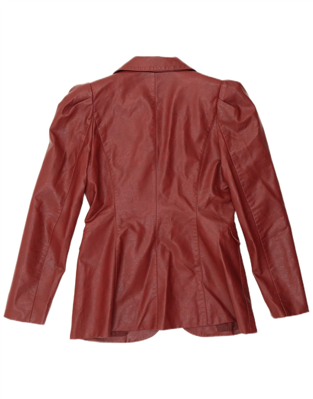 VINTAGE Womens 1 Button Faux Leather Blazer Jacket EU 38 Medium Burgundy