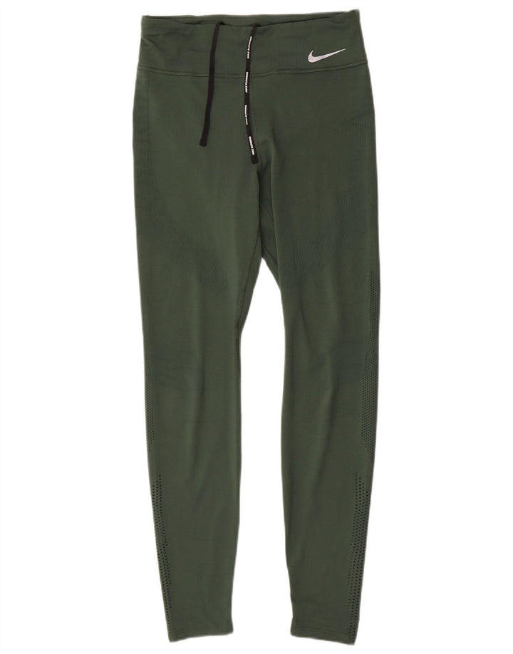 Nike Damen Dri Fit Leggings UK 14 Mittelgrünes Polyester