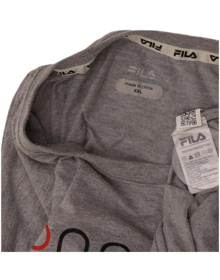 Fila Herren Grafik-T-Shirt-Oberteil 2XL Grau meliertes Polyester