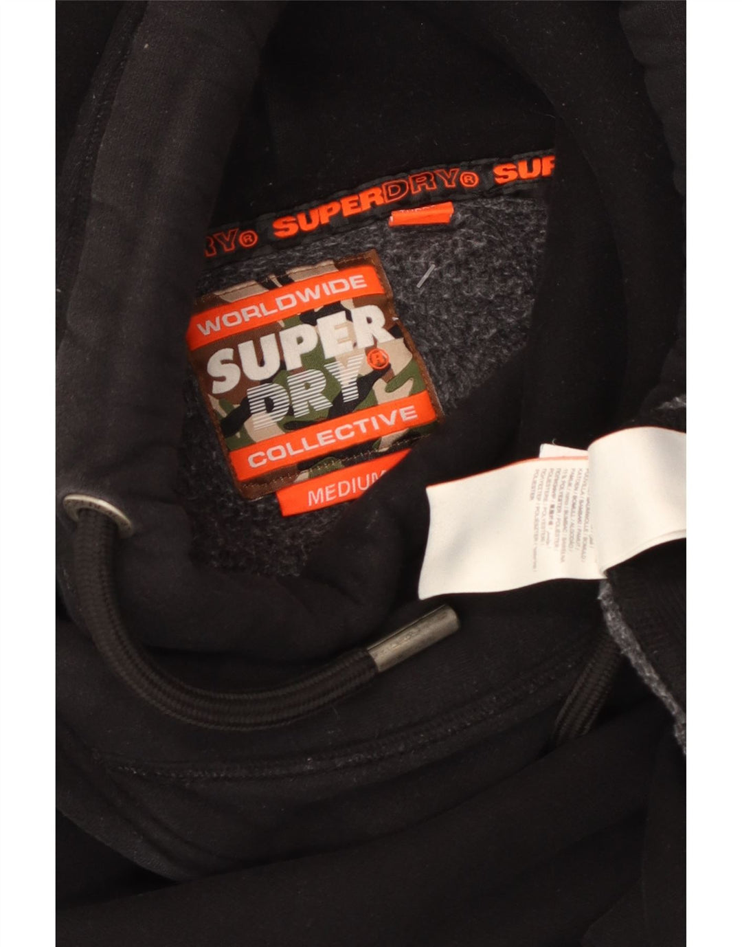 SUPERDRY Herren-Kapuzenpullover aus mittelschwarzer Baumwolle