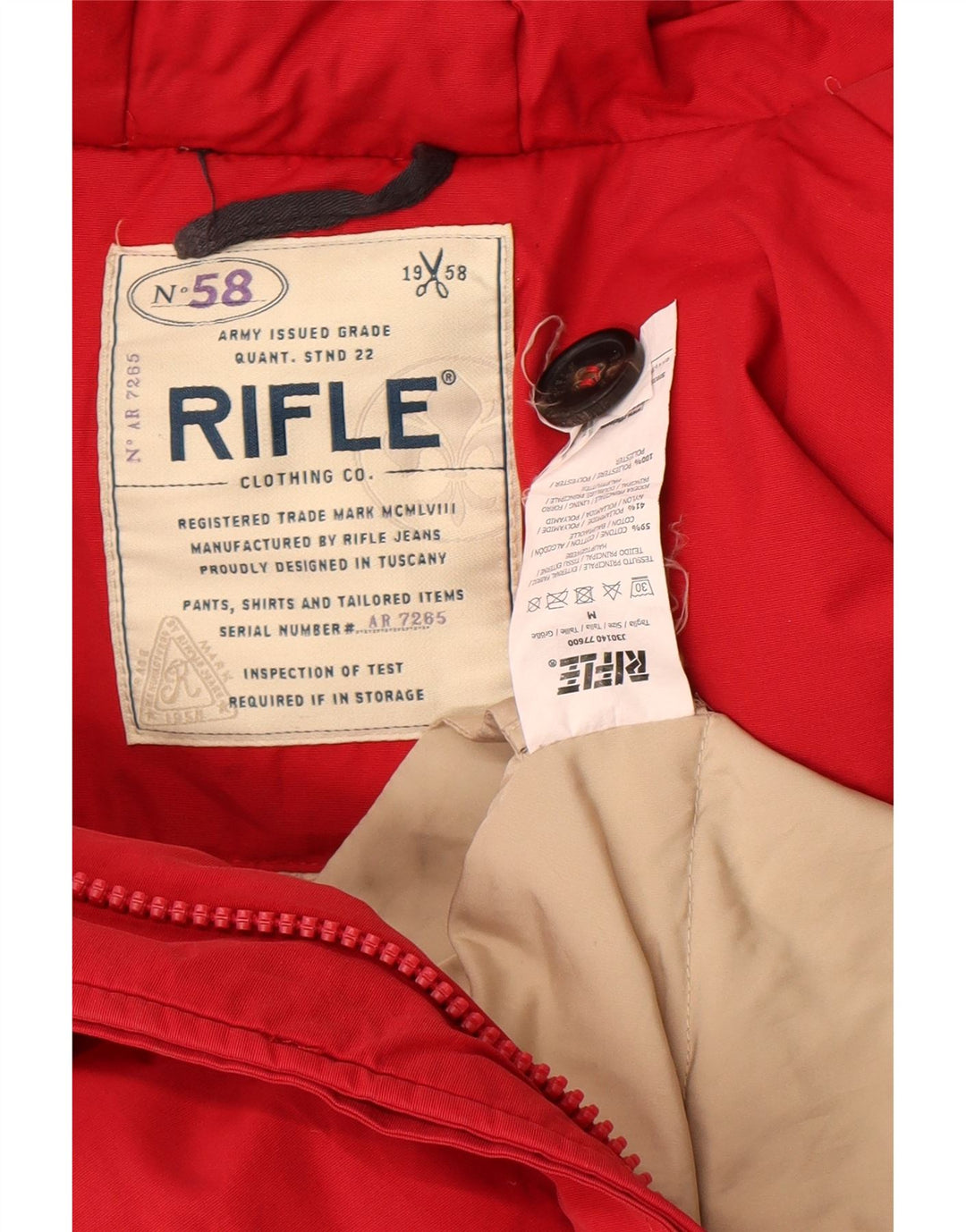 Gefütterte Damen-Kapuzenjacke von Rifle, UK 14, mittelrote Baumwolle