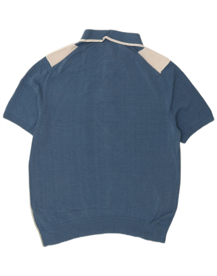 Marks & Spencer Herren-Pullover mit Polokragen, Größe L, Blau, Farbblock