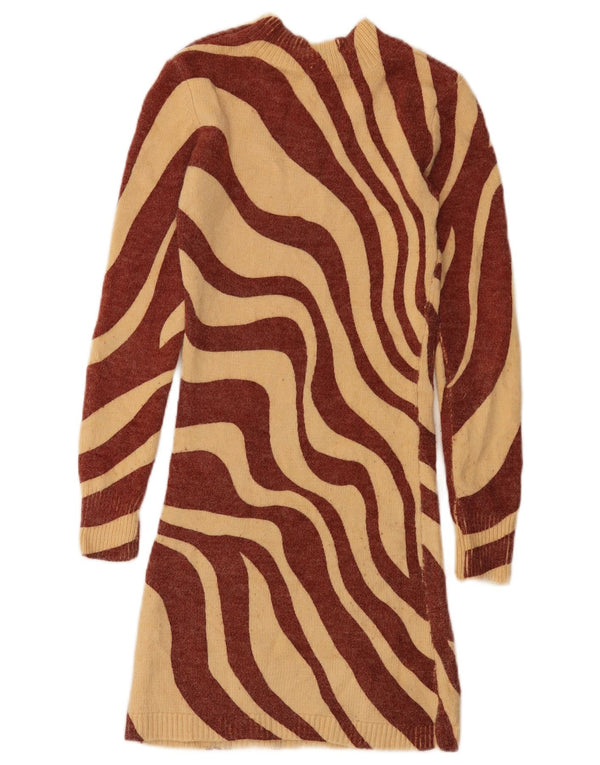 Zara Damen Pulloverkleid UK 8 Small Beige Animal Print Acryl