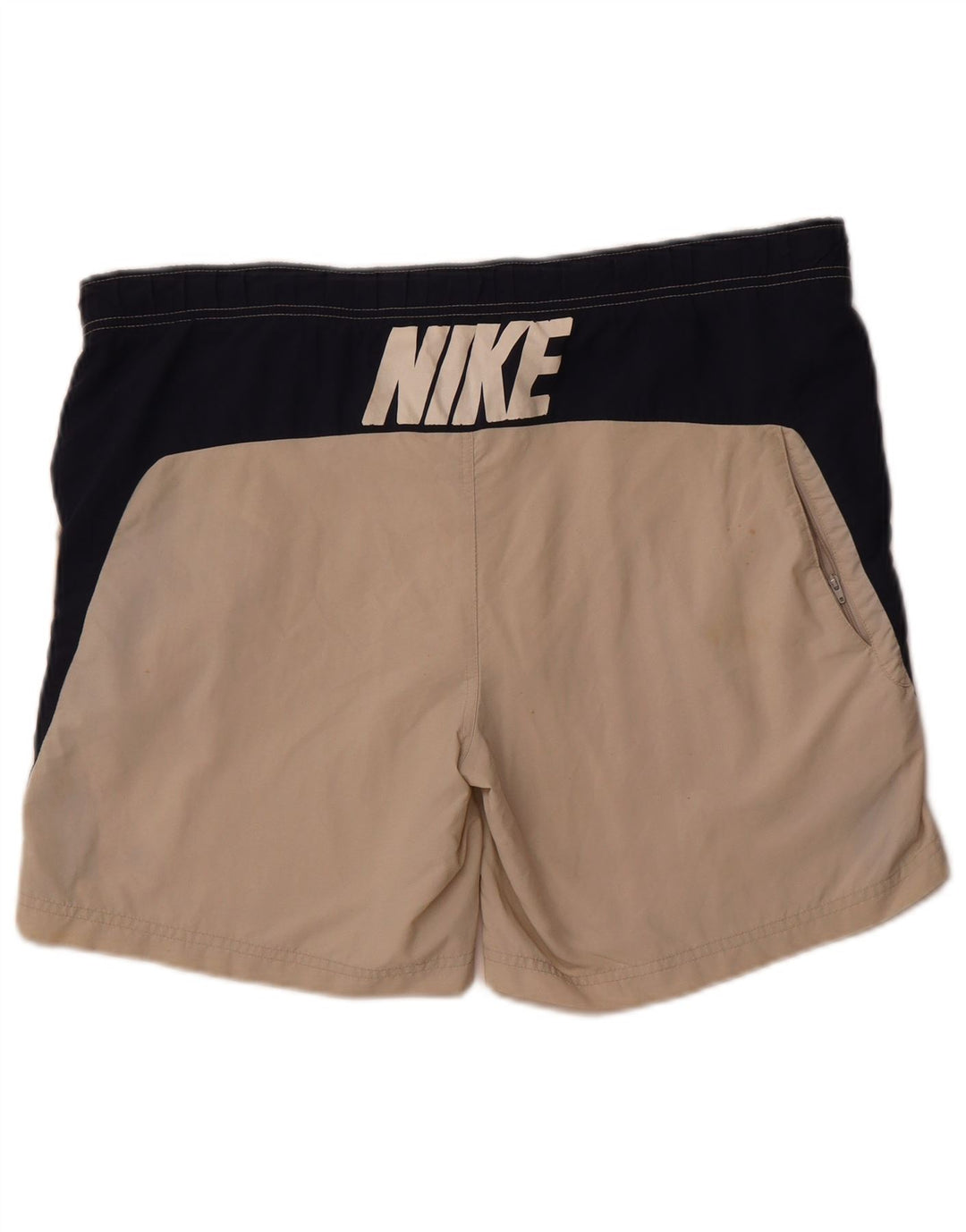 Nike Herren Graphic Sport Shorts UK 34/36 Large Beige Colourblock Polyester