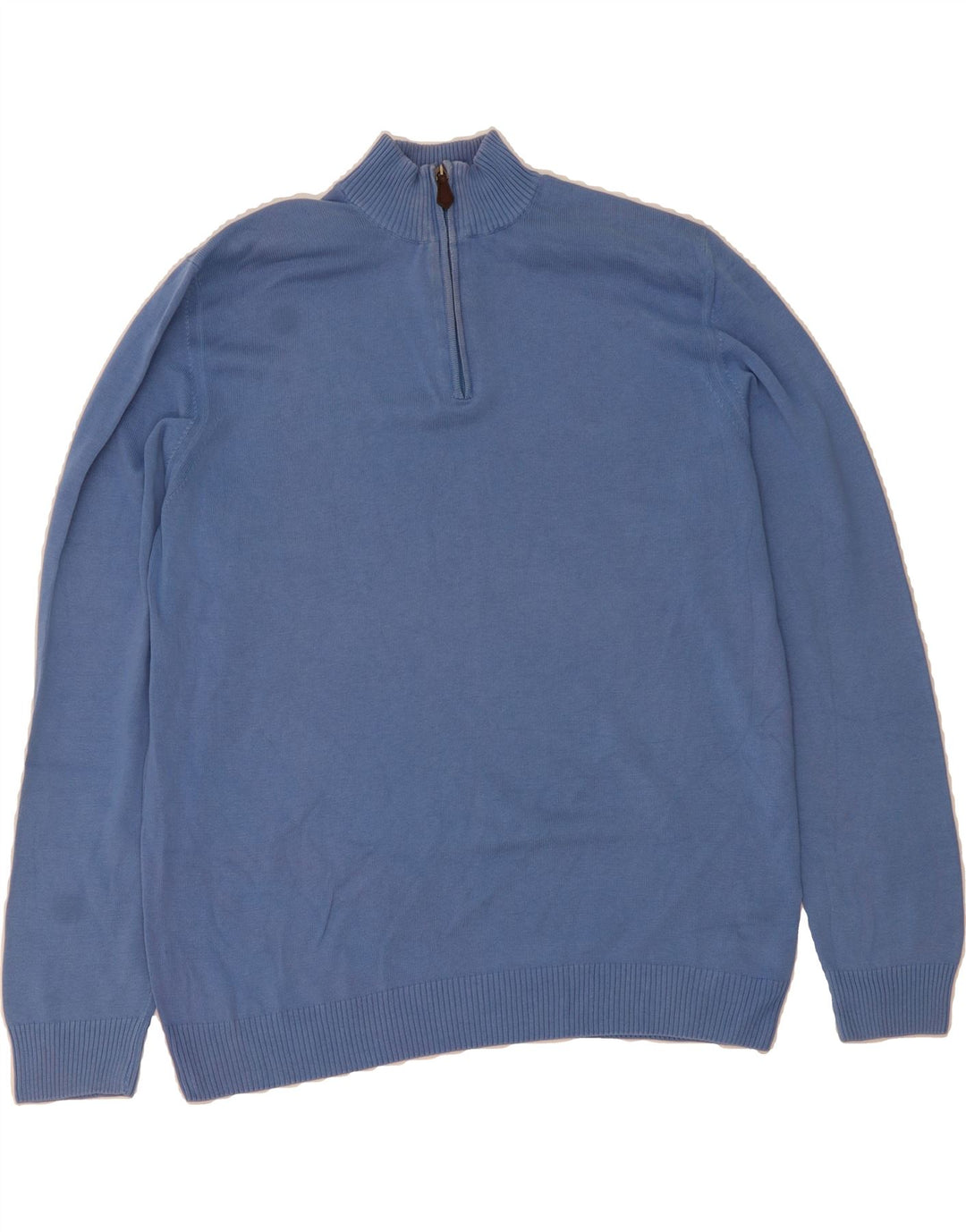 MASSIMO DUTTI Mens Zip Neck Jumper Sweater EU 42 Large Blue Cotton Vintage Massimo Dutti and Second-Hand Massimo Dutti from Messina Hembry 