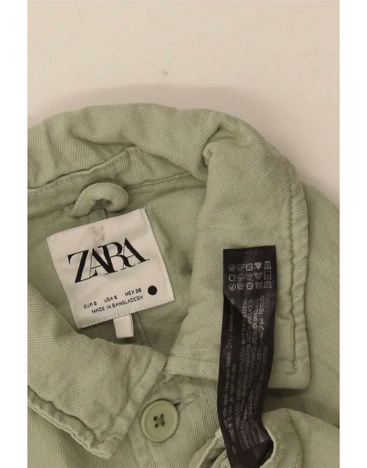 Zara Herren Utility Jacke UK 36 Small Grüne Baumwolle