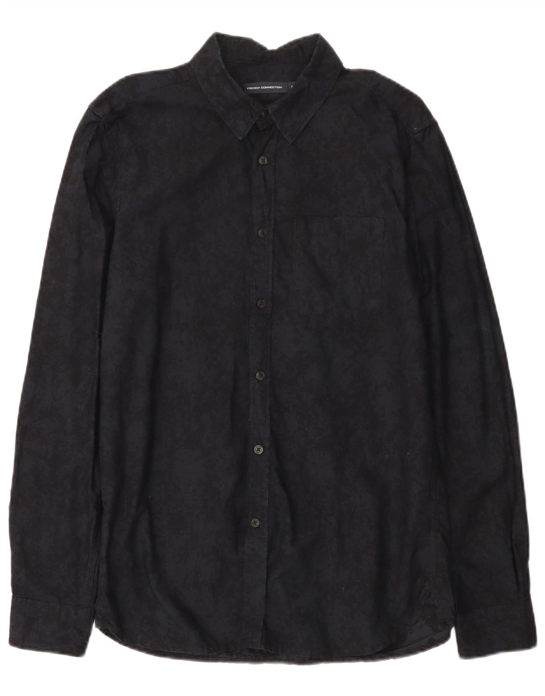 French Connection Herrenhemd, Größe S, Schwarz, Batik-Baumwolle
