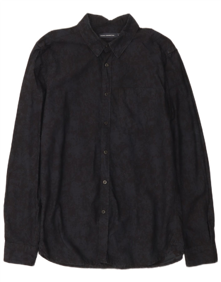 French Connection Herrenhemd, Größe S, Schwarz, Batik-Baumwolle