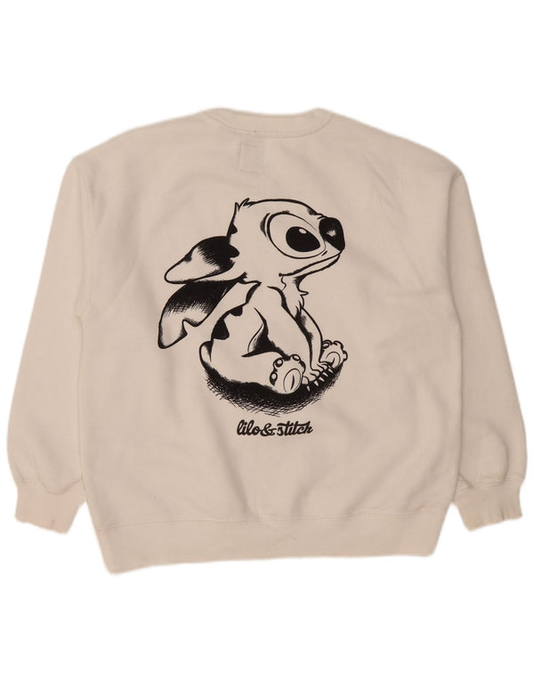 Zara Mädchen-Sweatshirt mit Stitch-Grafik, 13–14 Jahre, weiße Baumwolle