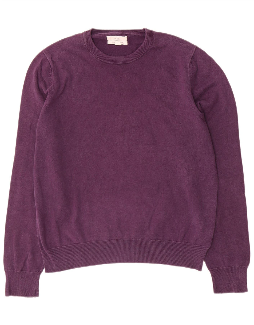 Marks & Spencer Herren-Pullover mit Rundhalsausschnitt, Größe L, Lila, Baumwolle