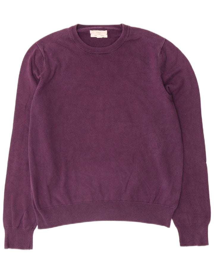 Marks & Spencer Herren-Pullover mit Rundhalsausschnitt, Größe L, Lila, Baumwolle