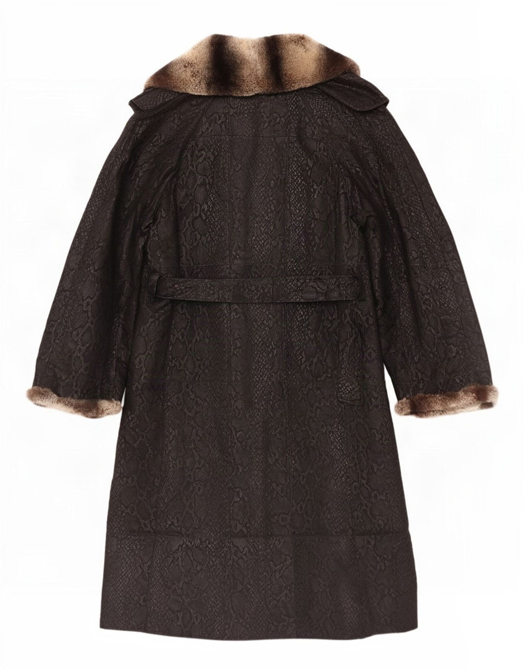 Vintage Damen Ledermantel UK 10 Kleiner schwarzer Tierdruck