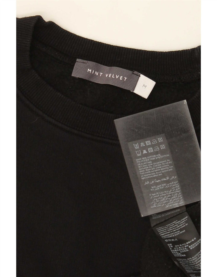 MINT VELVET Damen Sweatshirt Pullover UK 14 Mittelschwarze Baumwolle