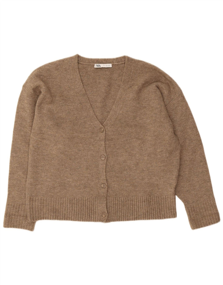Zara Damen-Strickjacke in Übergröße, UK 14, Mittelbraun, Acryl