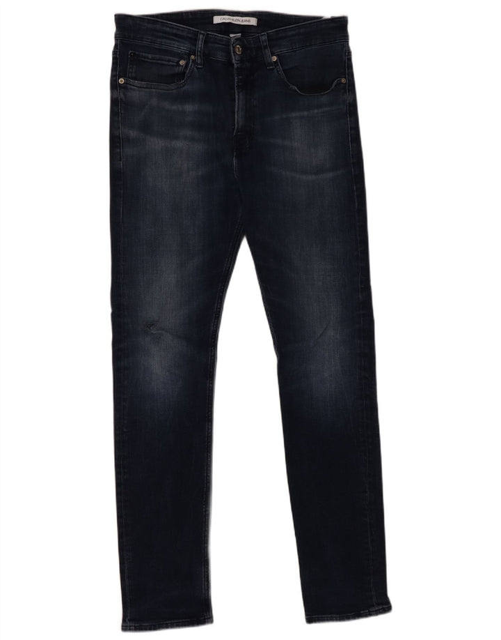 CALVIN KLEIN Herren Slim Jeans W33 L32 Marineblaue Baumwolle