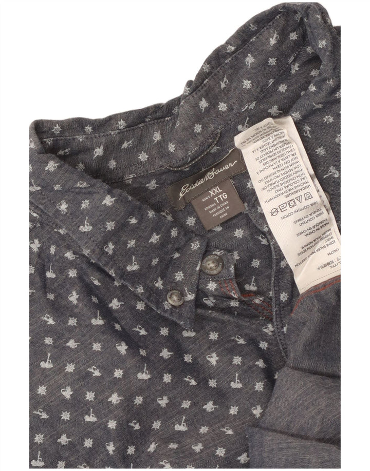 Eddie Bauer Herren Kurzarmhemd 2XL Blau gepunktete Baumwolle