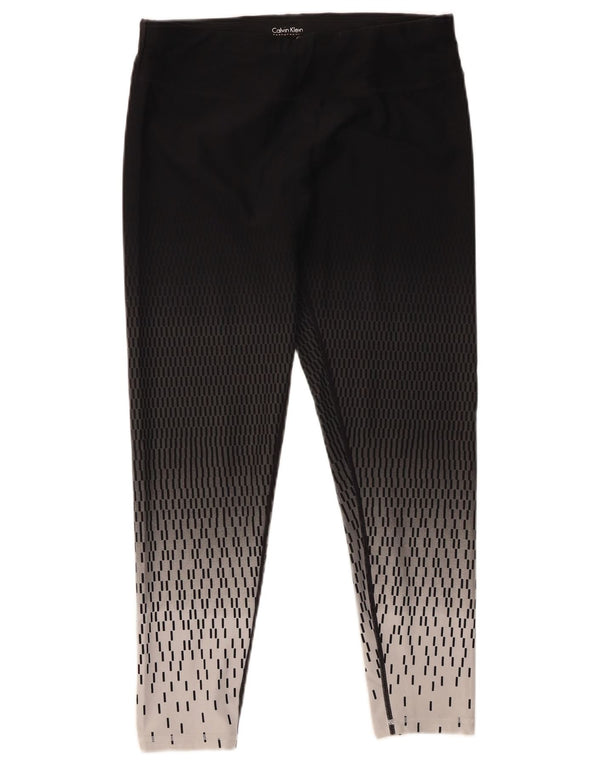 Calvin Klein Damen Leggings UK 14 Large Schwarz Geometrisch