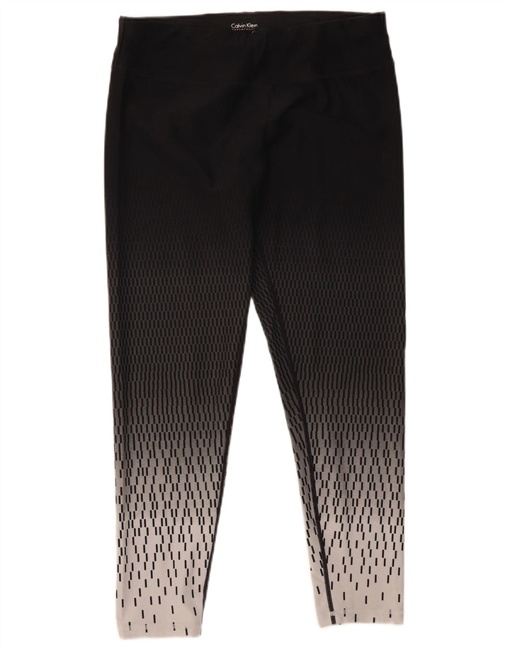 Calvin Klein Damen Leggings UK 14 Large Schwarz Geometrisch