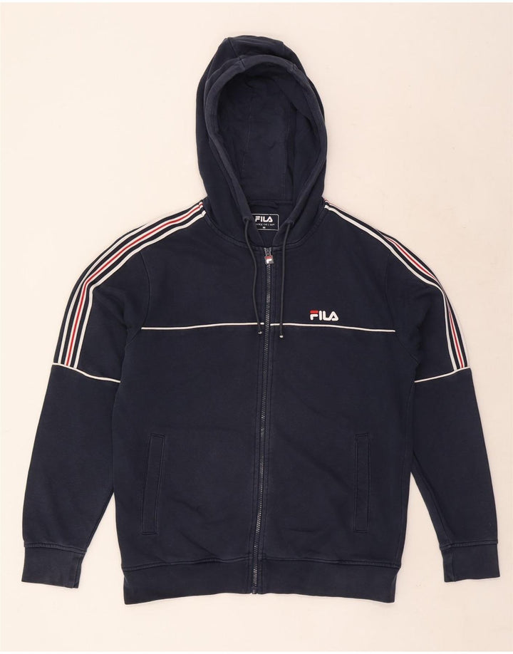 Fila Herren-Kapuzenpullover mit grafischem Reißverschluss, mittelmarineblau gestreift